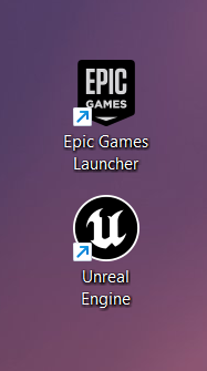 Unreal Engine and Epic Games Launcher desktop icons