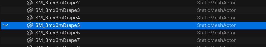 Outliner item row showing the eye visibility toggle icon