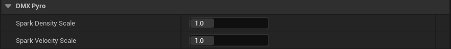 Blueprint variables section in the Details panel for the DMX_Pyro asset
