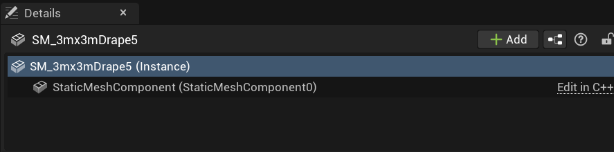 Components section of the Unreal Engine Details panel