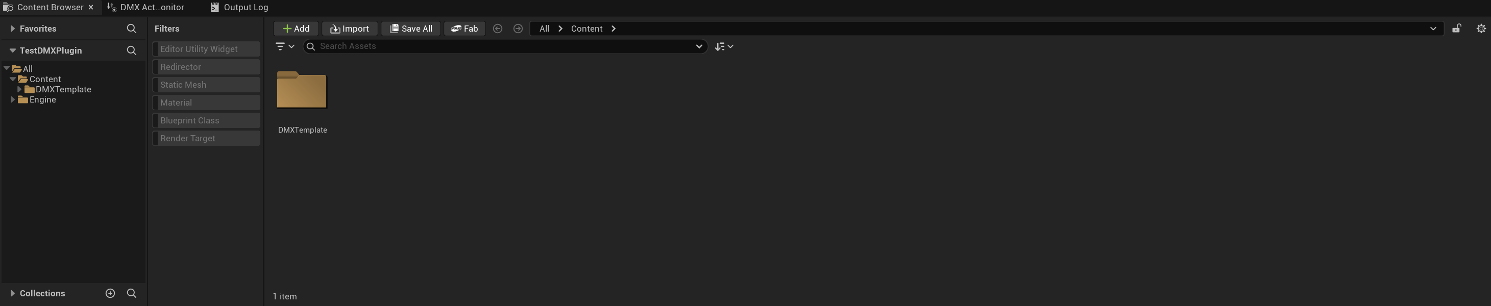 Unreal Engine Content Browser panel at the bottom of the screen