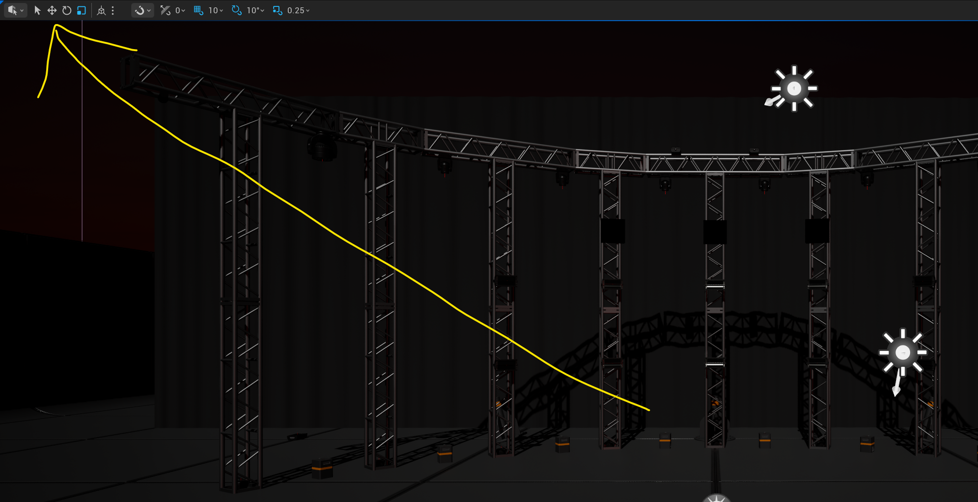 Gizmo mode buttons in the upper-right corner of the Unreal Engine viewport