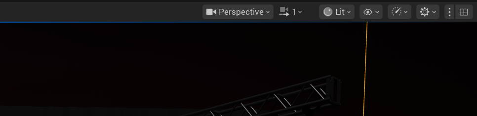 Top-right controls of the Unreal Engine viewport including view mode, perspective, and display options